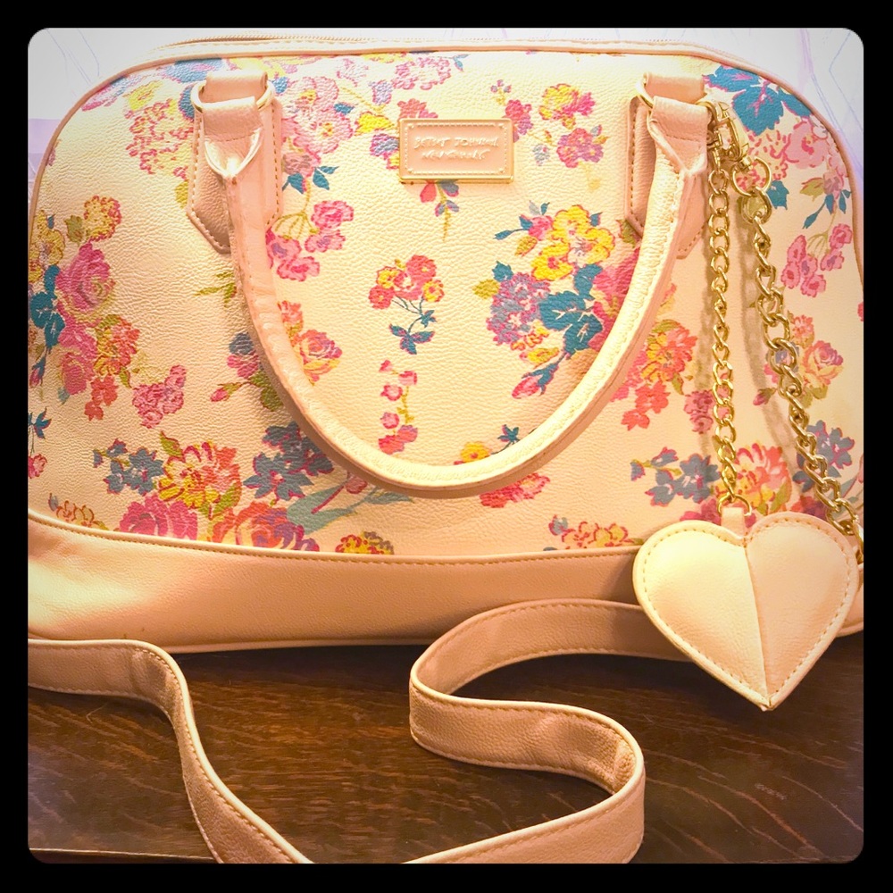 Betsey Johnson white floral satchel